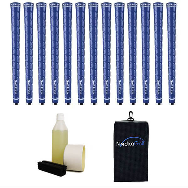 Golf Pride Tour Wrap 2G Blue - kit de 13 grips, caoutchouc pour étau, solvant, adhésif et serviette.